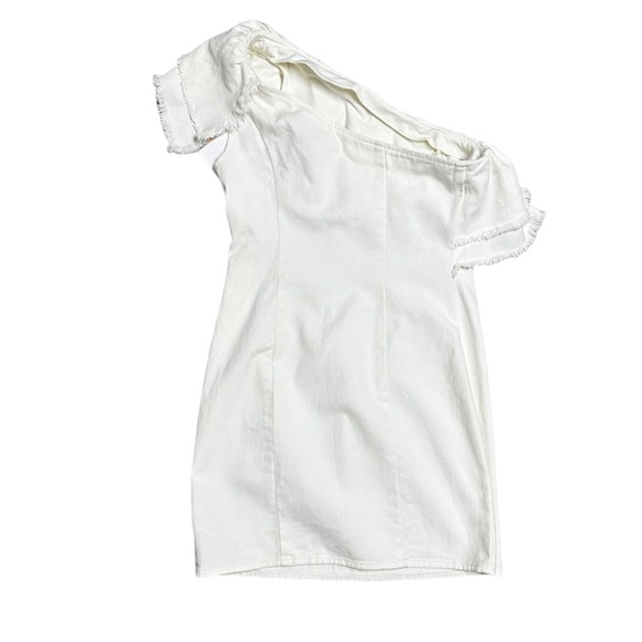 Asymmetrical Ruffle Denim Mini Dress - Future Collective™ Jenny K. Lopez Cream - Picture 4 of 7